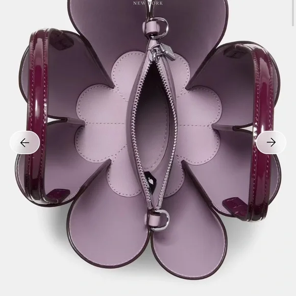 Kate spade the patent spade flower crossbody bucket Handbag purple NWT - Picture 2 of 8